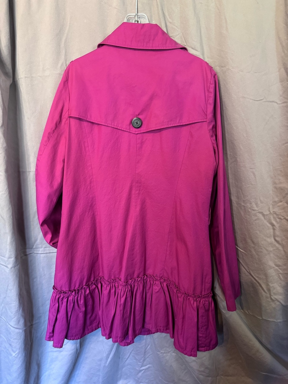 Women’s BB Dakota Vintage Fuchsia Ruffled Hem Trench Coat - Picture 5 of 8